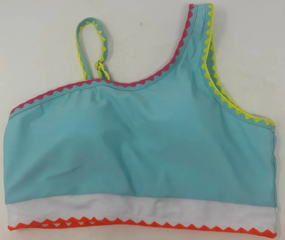 Swimwear Bikini Top Girls Youth/Junior's Pastel Blue Orange Yellow Whipstitch 16